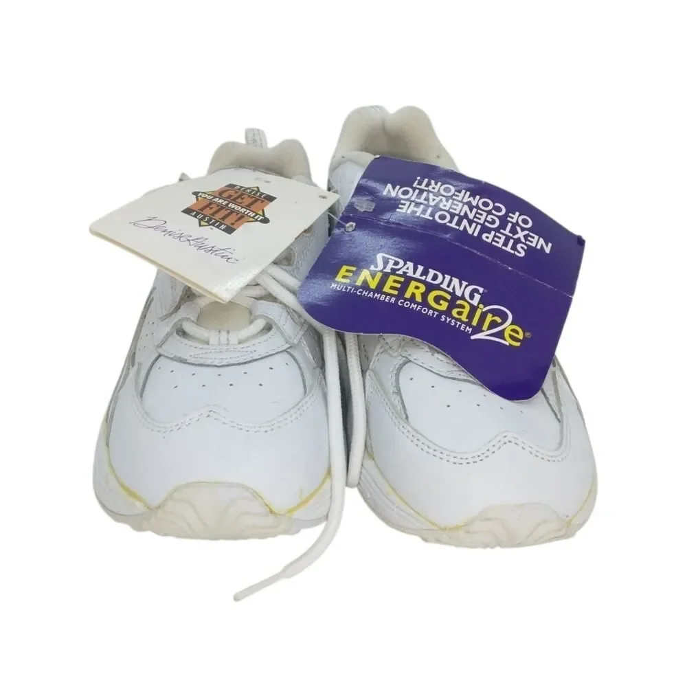 SPALDING Fitness Womens New White Leather Athletic Sneakers - Size: 7 1/2